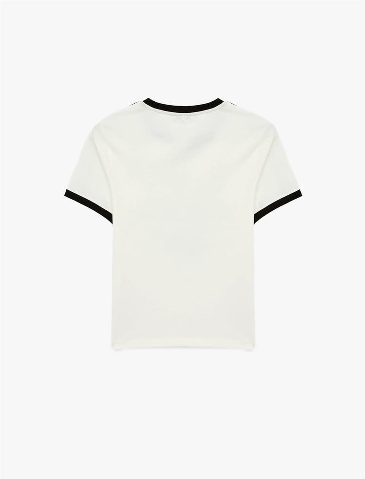 Koton Y26 6Sal10090Ik 010 Ekru Kadın Jersey Kısa Kol T-Shirt