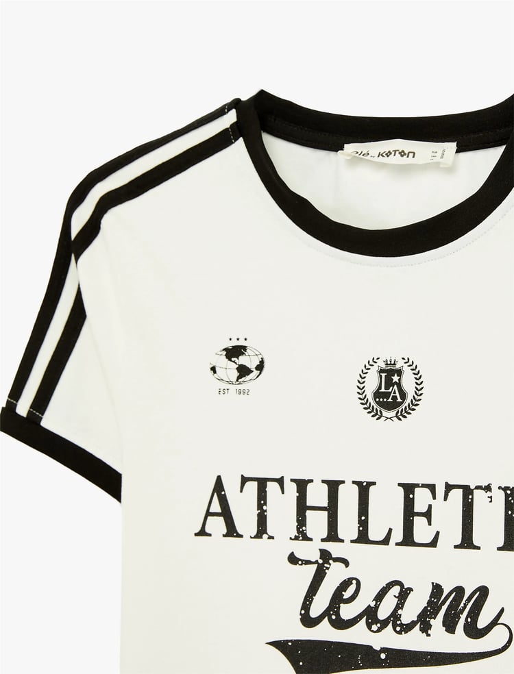 Koton Y26 6Sal10090Ik 010 Ekru Kadın Jersey Kısa Kol T-Shirt