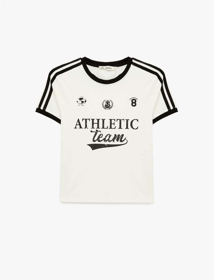 Koton Y26 6Sal10090Ik 010 Ekru Kadın Jersey Kısa Kol T-Shirt