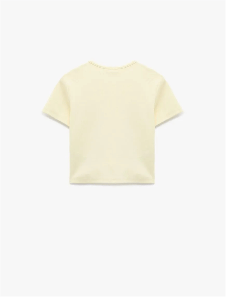 Koton Y26 6Sal10103Ik 153 Sarı Kadın Jersey Kısa Kol T-Shirt