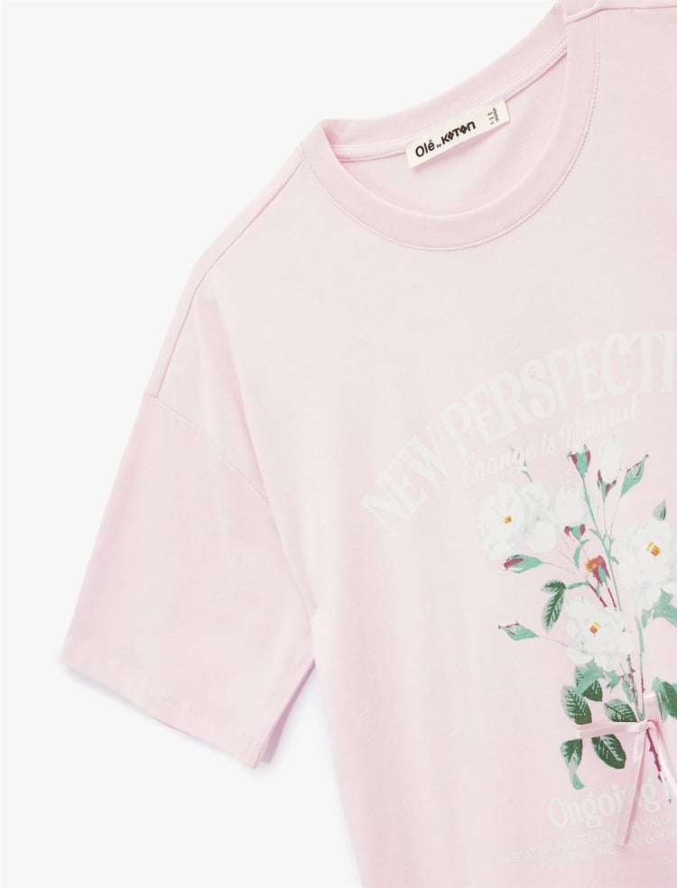 Koton Y26 6Sal10106Ik 265 Pembe Kadın Jersey Kısa Kol T-Shirt