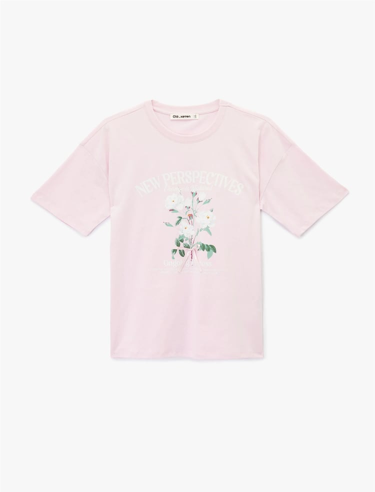 Koton Y26 6Sal10106Ik 265 Pembe Kadın Jersey Kısa Kol T-Shirt