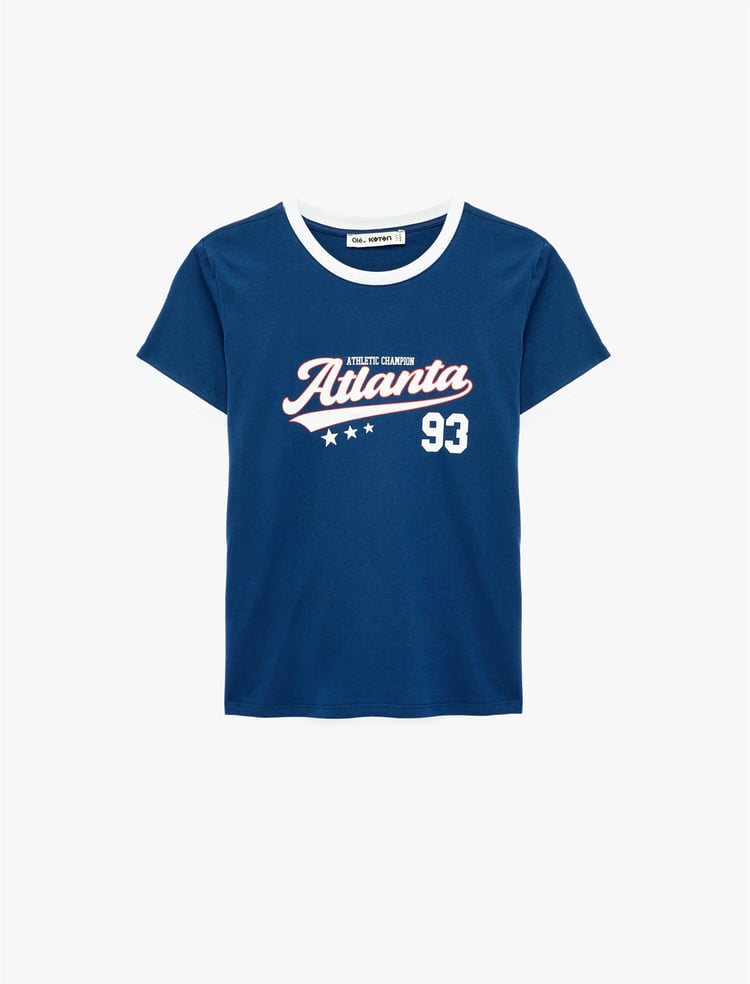 Koton Y26 6Sal10116Ik 702 Lacivert Kadın Jersey Kısa Kol T-Shirt