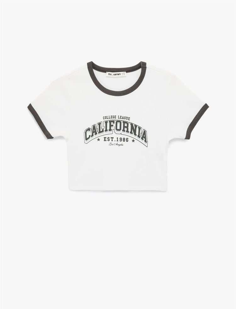 Koton Y26 6Sal10119Ik 010 Ekru Kadın Jersey Kısa Kol T-Shirt