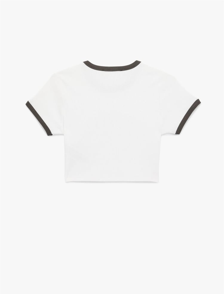 Koton Y26 6Sal10119Ik 010 Ekru Kadın Jersey Kısa Kol T-Shirt