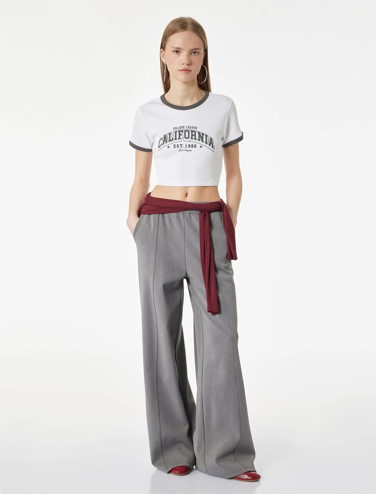 Koton Y26 6Sal10119Ik 010 Ekru Kadın Jersey Kısa Kol T-Shirt