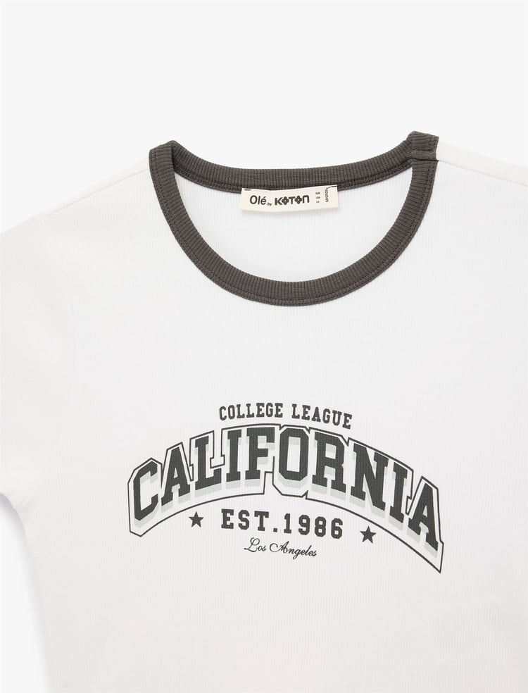 Koton Y26 6Sal10119Ik 010 Ekru Kadın Jersey Kısa Kol T-Shirt