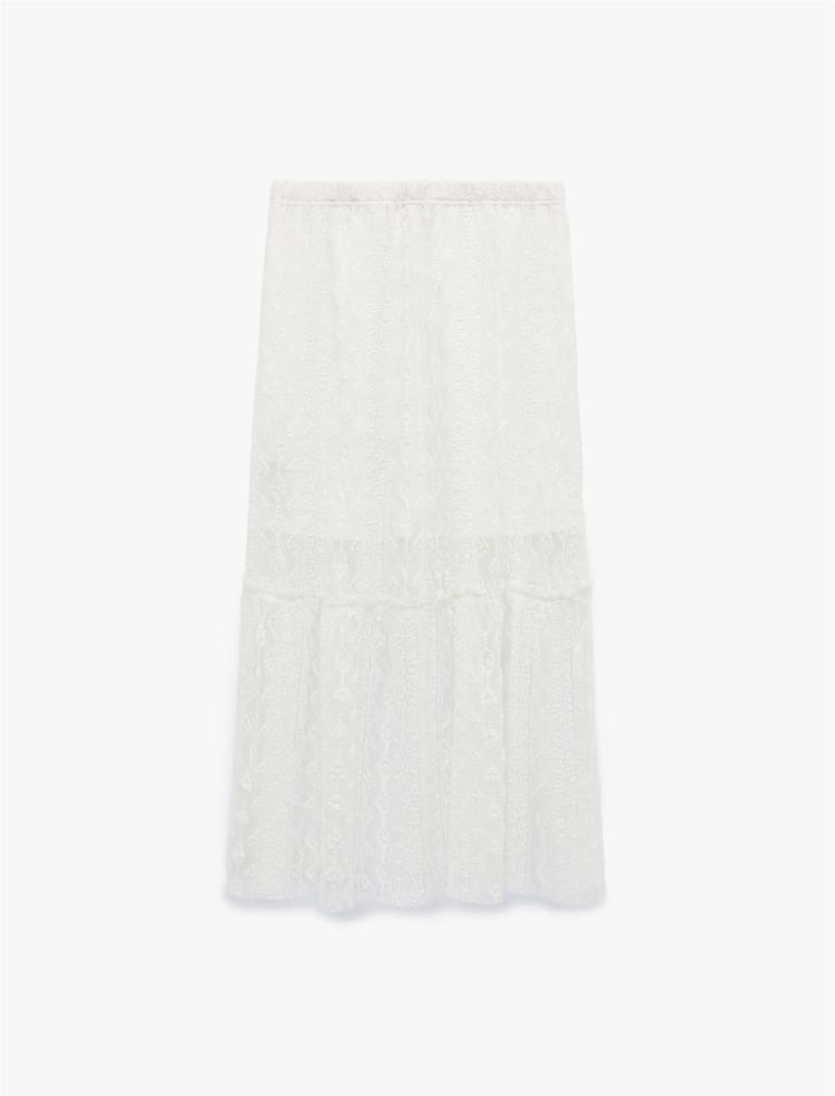 Koton Y26 6Sal70010Ik 010 Ekru Kadın Jersey Etek