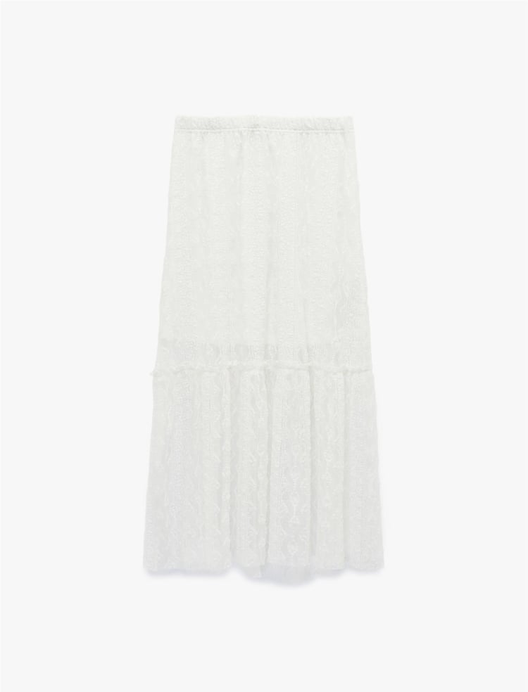 Koton Y26 6Sal70010Ik 010 Ekru Kadın Jersey Etek