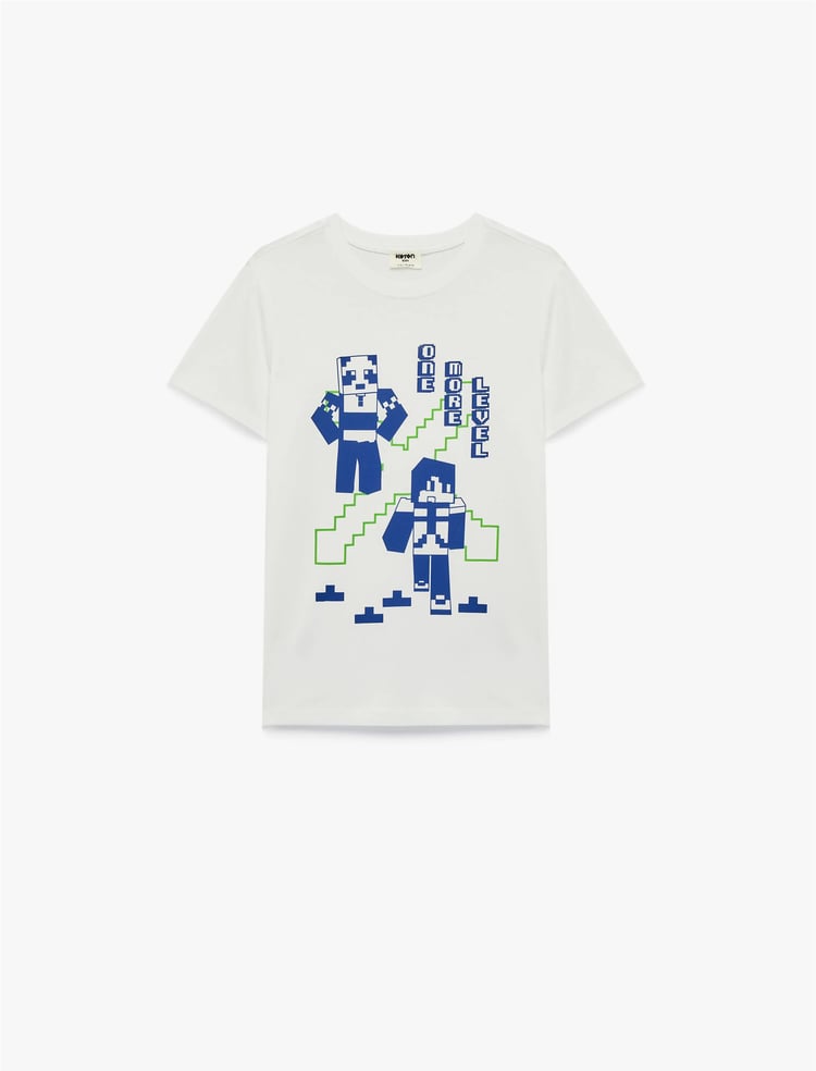 Koton Y26 6Skb10096Tk 000 Beyaz Erkek Çocuk Jersey Kısa Kol T-Shirt