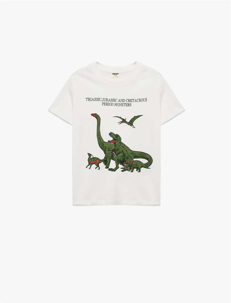 Koton Y26 6Skb10172Tk 010 Ekru Erkek Çocuk Jersey Kısa Kol T-Shirt