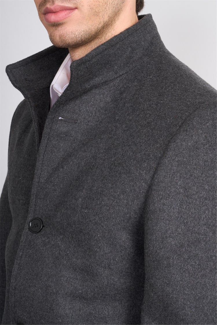 Kurpa 070 A.Gri Erkek Kurpa Dik Yaka Kaşe Kaban