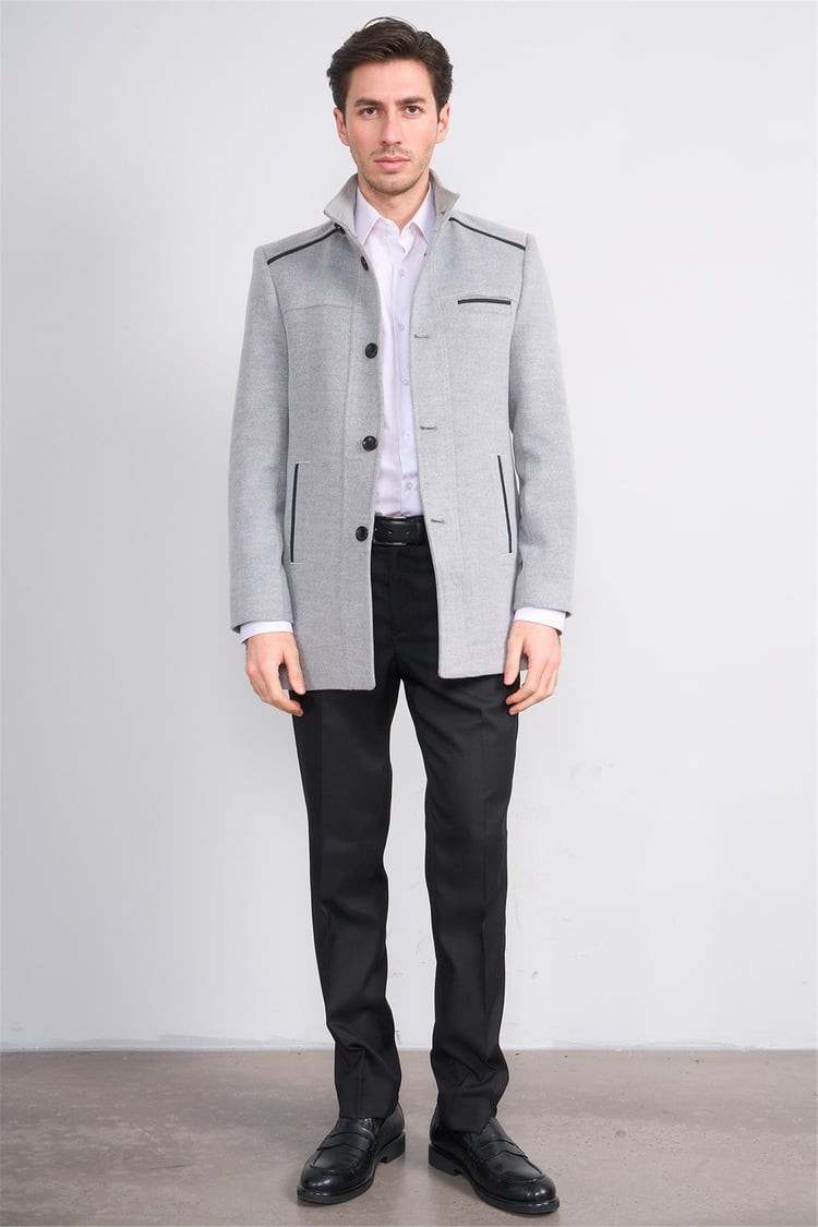 Kurpa 7851 Füme Erkek Dık Yaka Dugmelı Gömlek Cep Kase Kaban