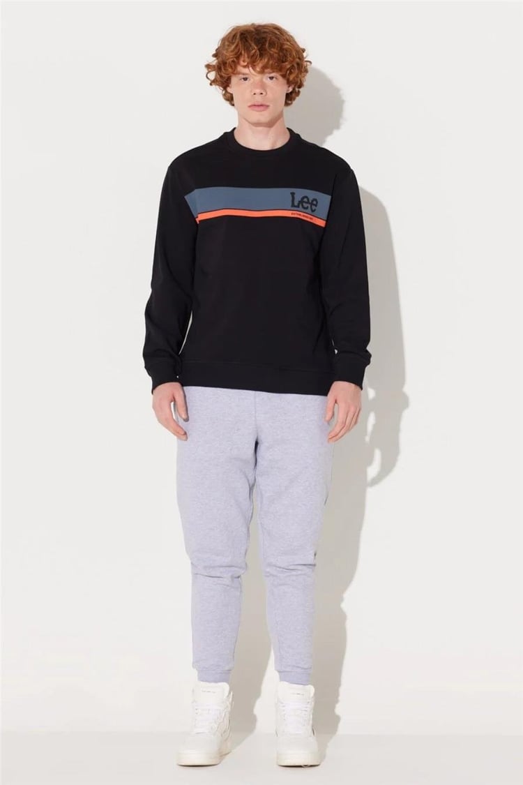 Lee L232501 001 Sıyah Erkek Bısıklet Yaka Sweatshırt