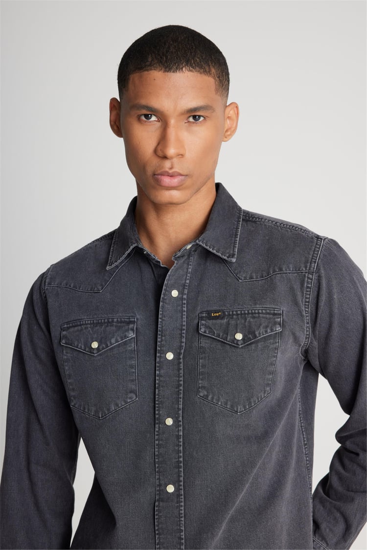 Lee L241513 003 Anthracıte Erkek Regular Uzun Kollu Jean Gömlek