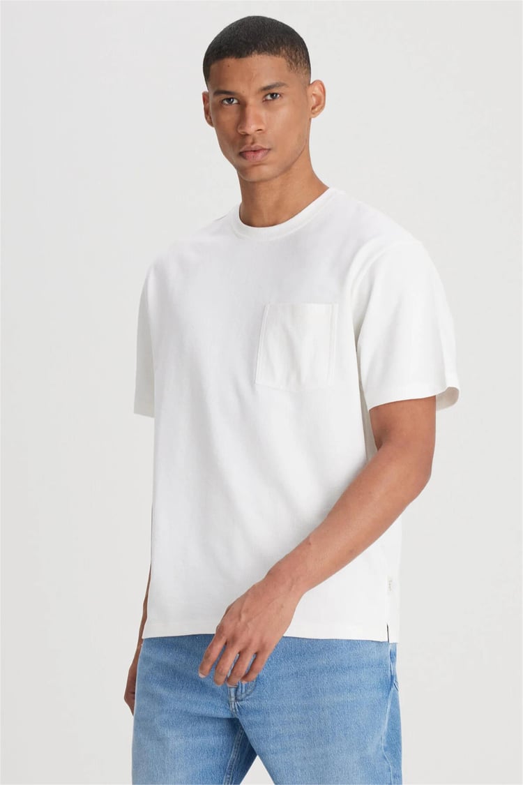 Lee L241579 100 White Erkek Regular Bisiklet Yaka T-Shirt