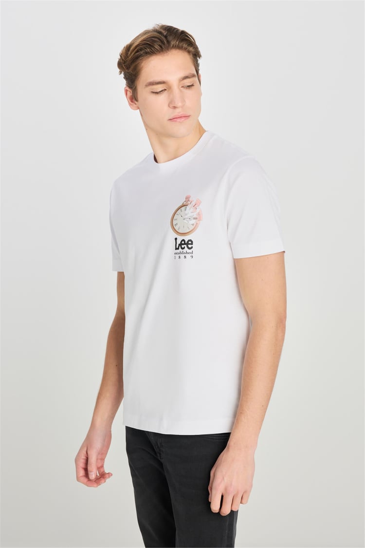 Lee L2510322 100 Whıte Erkek Regular Fıt Grafık Baskılı T-Shırt