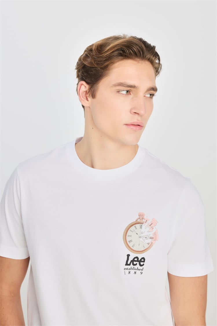 Lee L2510322 100 Whıte Erkek Regular Fıt Grafık Baskılı T-Shırt