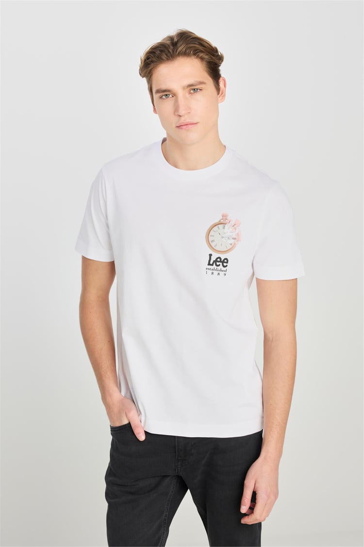 Lee L2510322 100 Whıte Erkek Regular Fıt Grafık Baskılı T-Shırt