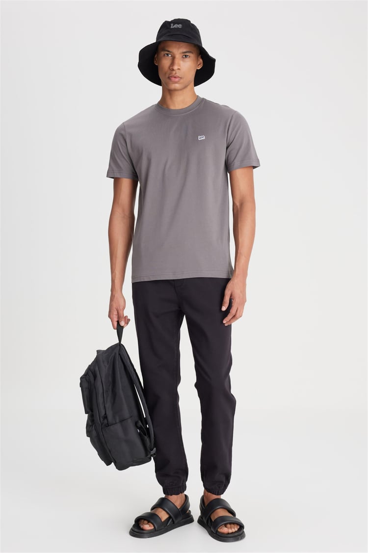 Lee L60Ufq0 003 Anthracıte Erkek Regular Bisiklet Yaka T-Shirt