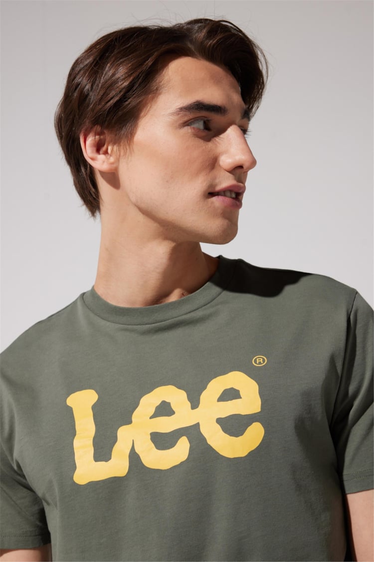 Lee L65Qaı801 Haki Erkek Eu Coll.M Big Logo Crew Neck T-Shirt