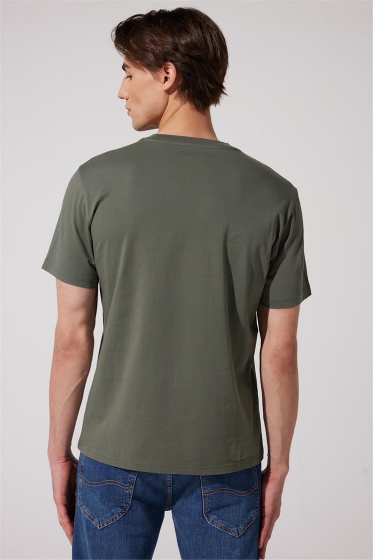 Lee L65Qaı801 Haki Erkek Eu Coll.M Big Logo Crew Neck T-Shirt