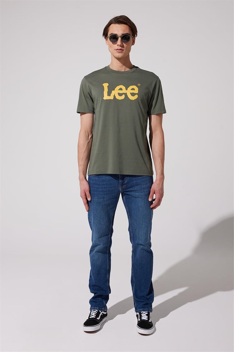 Lee L65Qaı801 Haki Erkek Eu Coll.M Big Logo Crew Neck T-Shirt