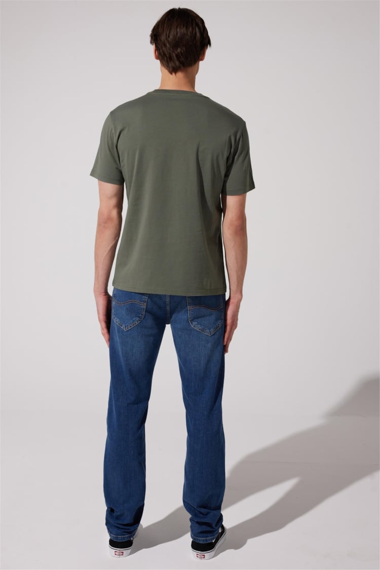 Lee L65Qaı801 Haki Erkek Eu Coll.M Big Logo Crew Neck T-Shirt