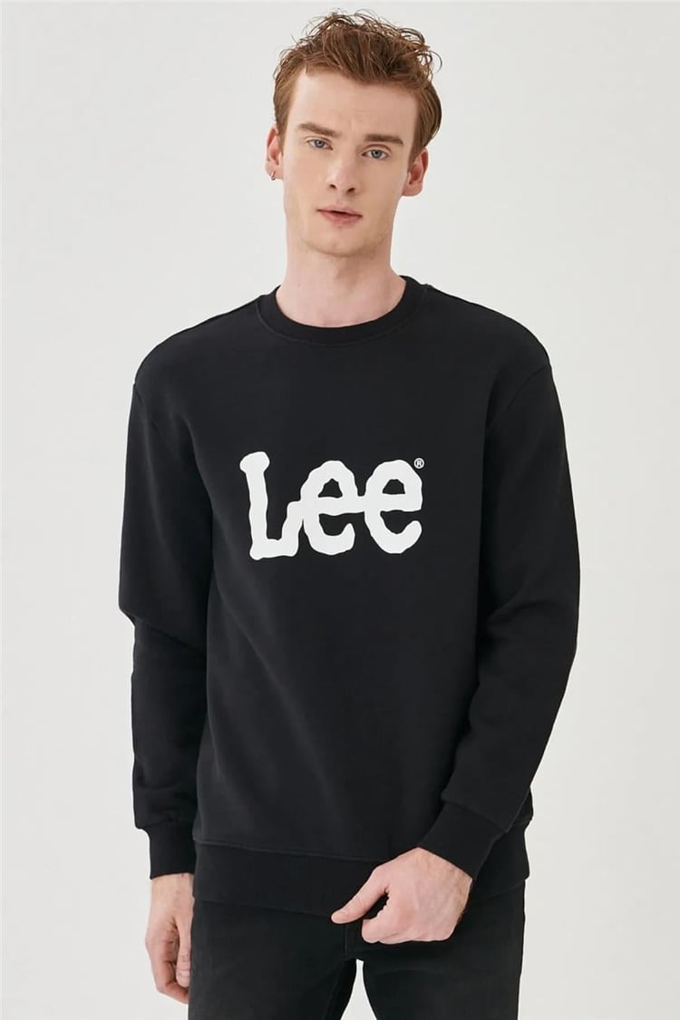 Lee L80X Siyah 001 Erkek Uzun Kollu Bısıklet Yaka Sweatshirt