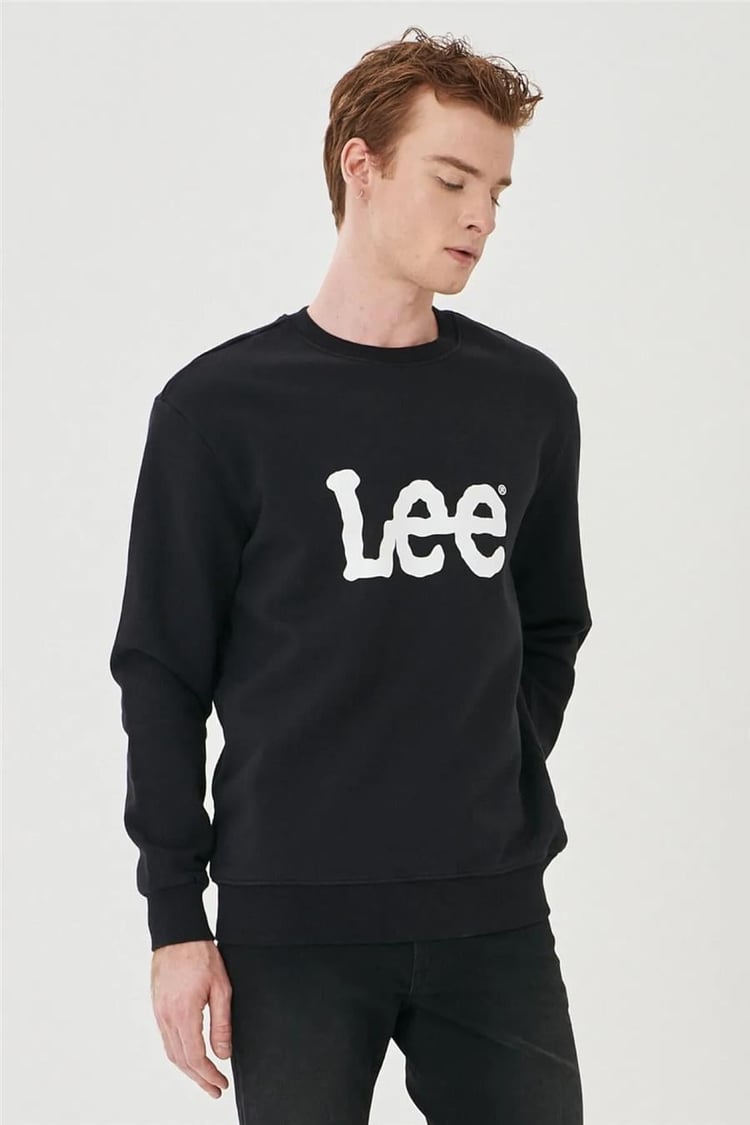 Lee L80X Siyah 001 Erkek Uzun Kollu Bısıklet Yaka Sweatshirt