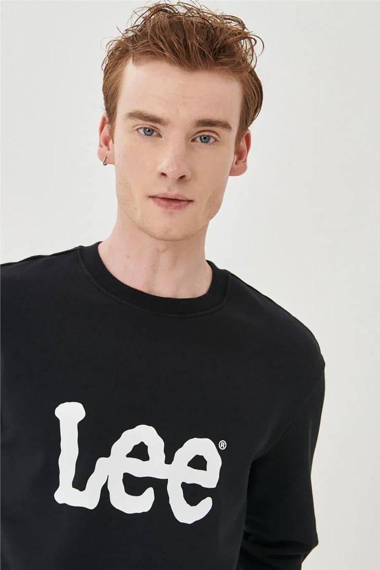 Lee L80X Siyah 001 Erkek Uzun Kollu Bısıklet Yaka Sweatshirt