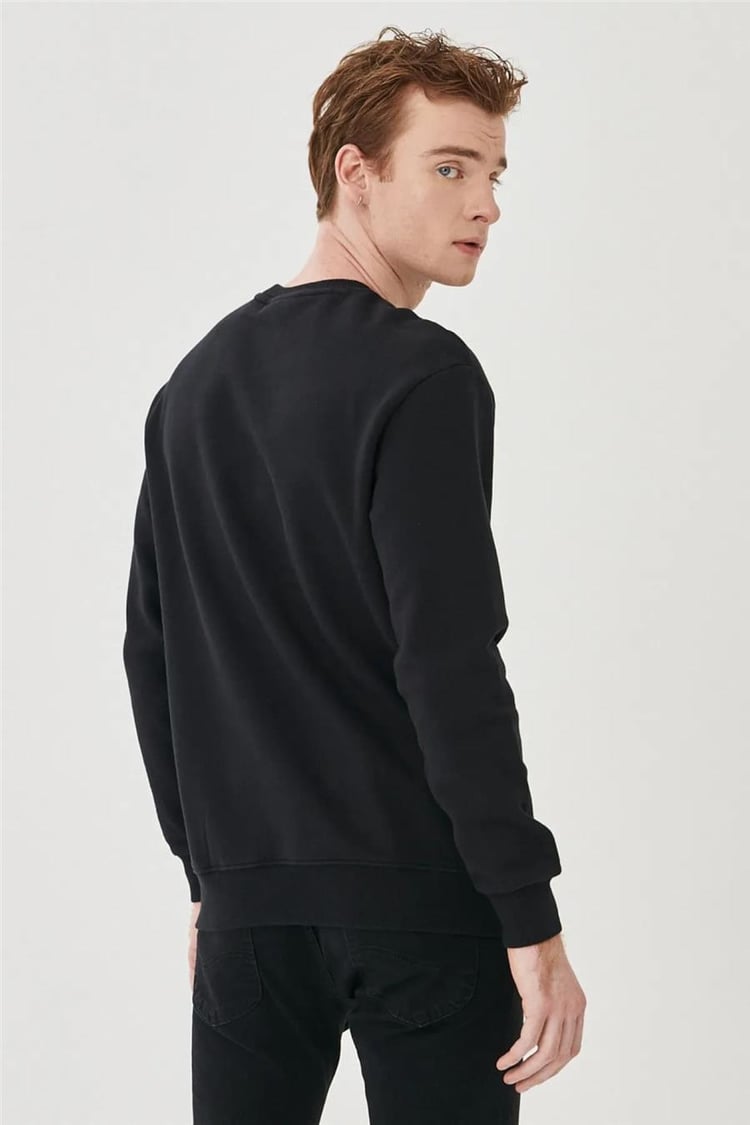 Lee L80X Siyah 001 Erkek Uzun Kollu Bısıklet Yaka Sweatshirt