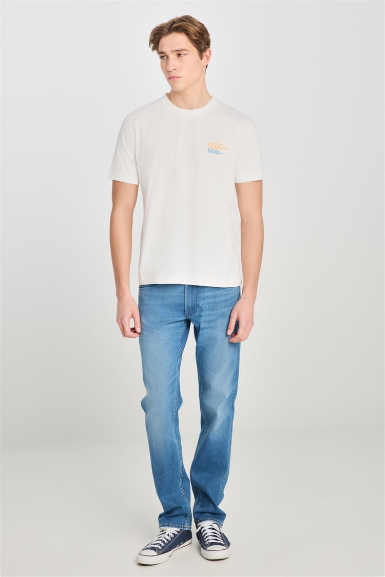 Lee Ld725771 543 Ecru Erkek Regular Fıt Grafık Baskılı T-Shırt