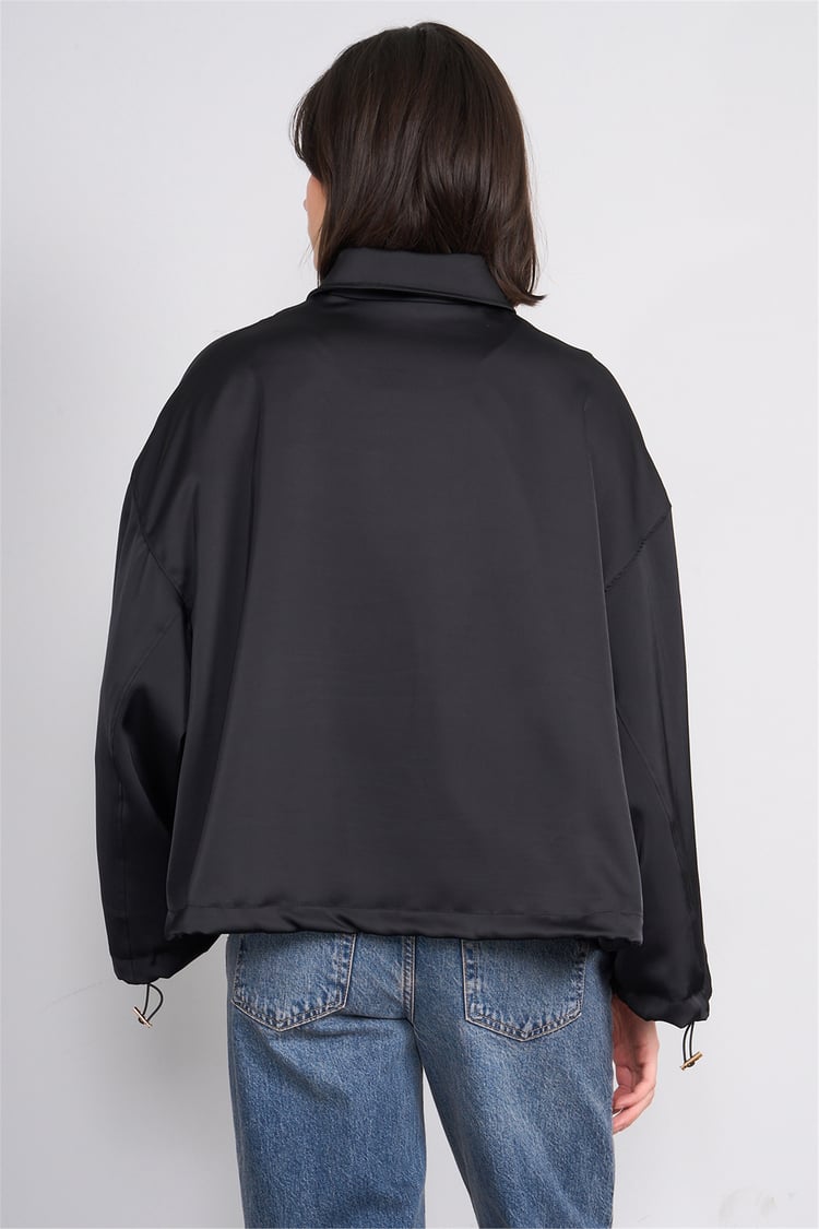 Lefon 160891 Siyah Saten Bomber Ceket 36-42