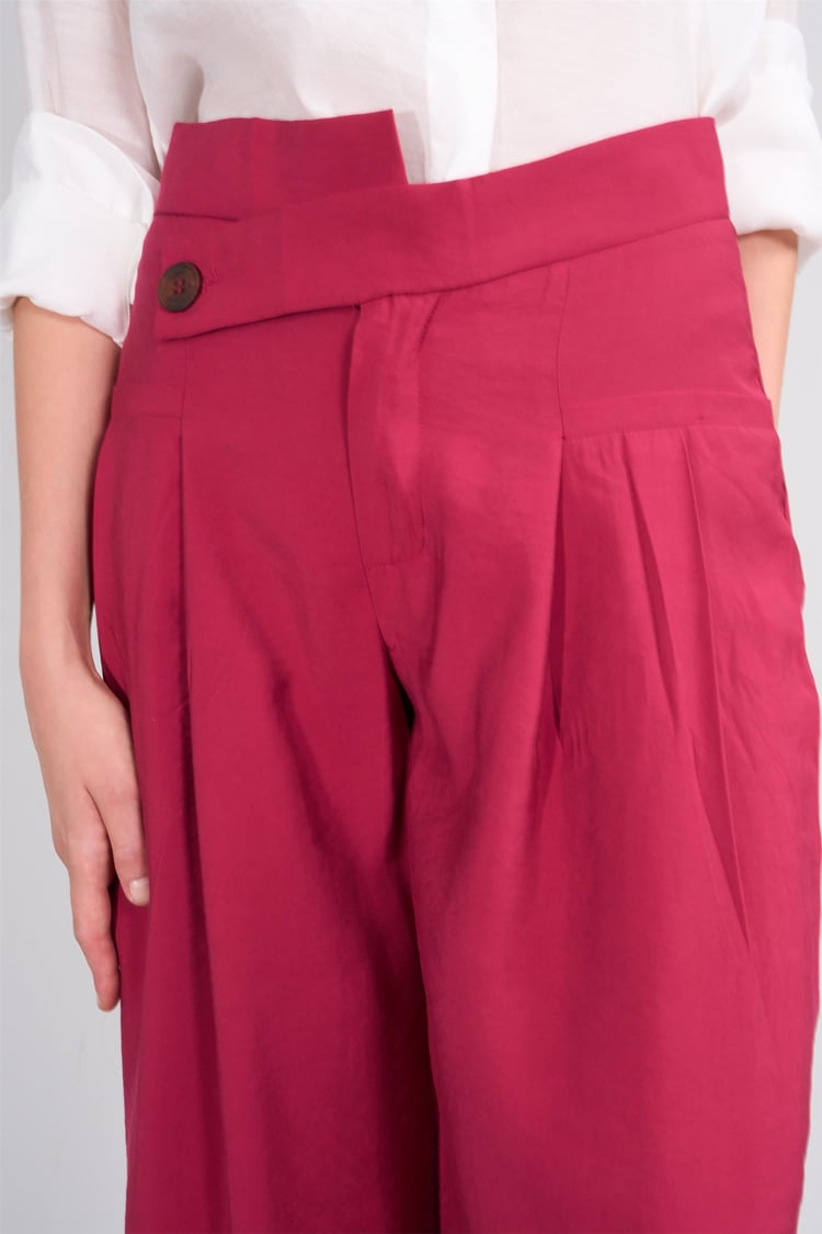 Lefon Y25 031426 Bordo Kadın Carpraz Kemerlı Pantolon