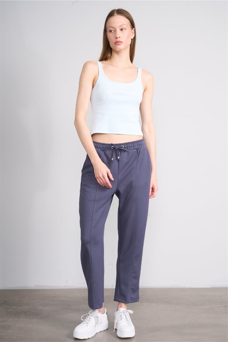 Lefon Y26 071693-K Bebe Mavi Kadın Acık Yaka Kaşkorse Crop ( Askılı Crop Atlet)