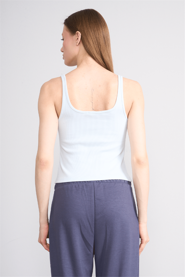 Lefon Y26 071693-K Bebe Mavi Kadın Acık Yaka Kaşkorse Crop ( Askılı Crop Atlet)
