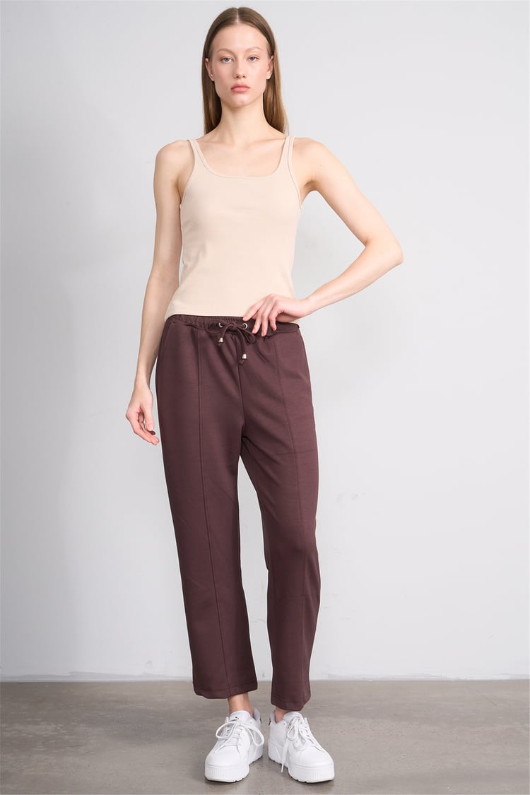 Lefon Y26 071693-K Bej Kadın Acık Yaka Kaşkorse Crop ( Askılı Crop Atlet)