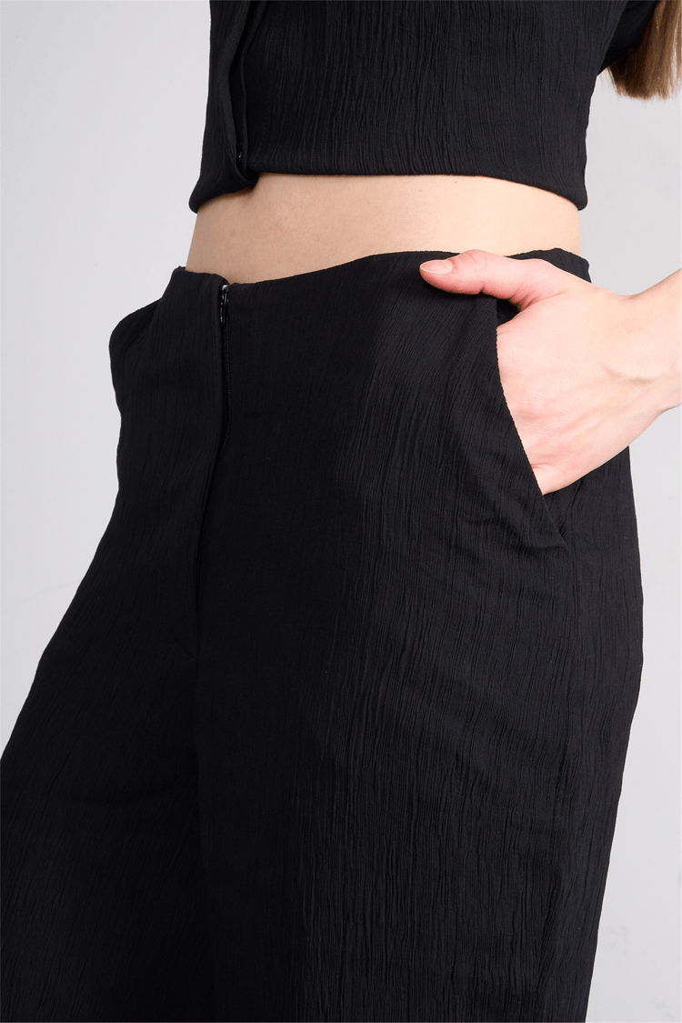 Lefon Y26 220563-K Siyah Kadın Bisiklet Yaka Yelek Ve Pantolon Takım
