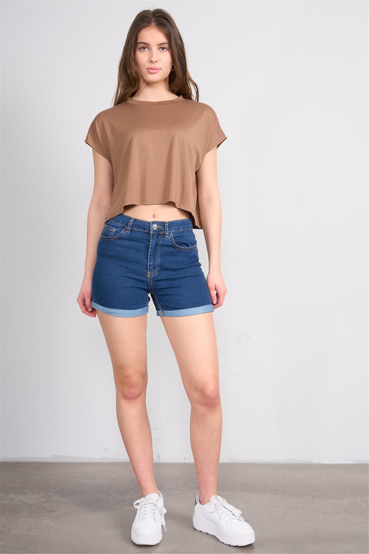 Lefon Y26 220644 Vizon Kadın Beli Drapeli Korsajlı Pantolon Takım