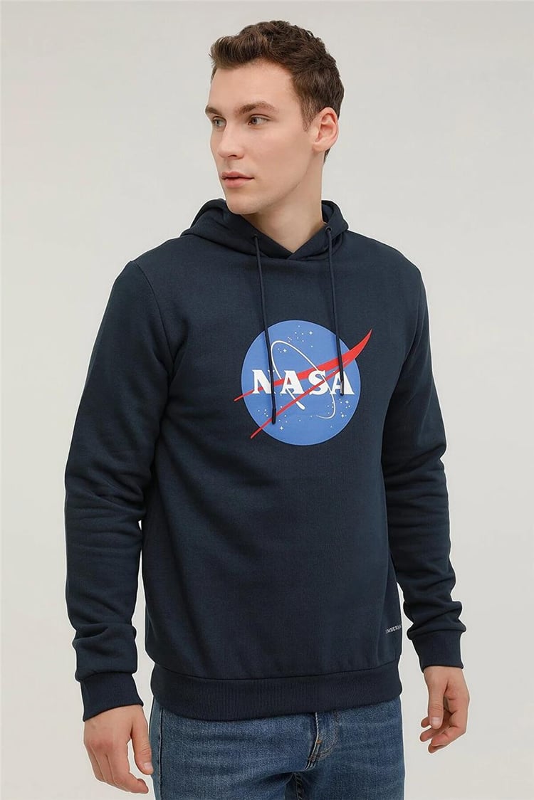Lumberjack 2W M-Nasa Logo Hoodıe 2Pr Lacivert Erkek Sweatshirt Kapüşonlu