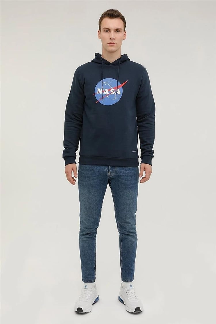 Lumberjack 2W M-Nasa Logo Hoodıe 2Pr Lacivert Erkek Sweatshirt Kapüşonlu