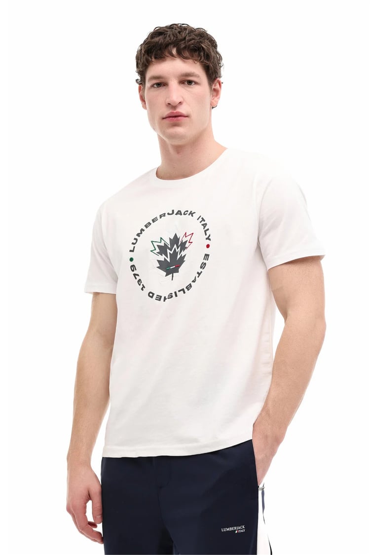Lumberjack A10205486308010 6M Ml Renato 11Itl 1030 6Fx Beyaz Erkek Kısa Kollu T-Shırt