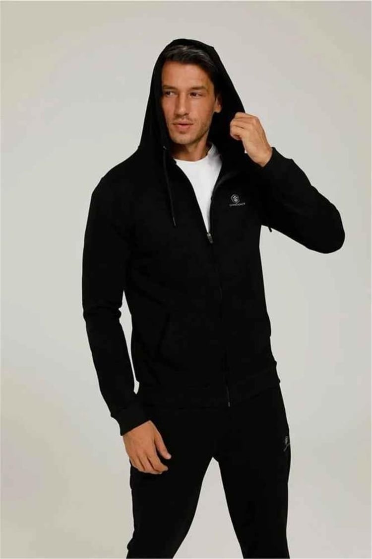 Lumberjack M-Sn72 Basıc Fz Hod 3Fx Siyah Erkek Fermuarlı Sweatshirt