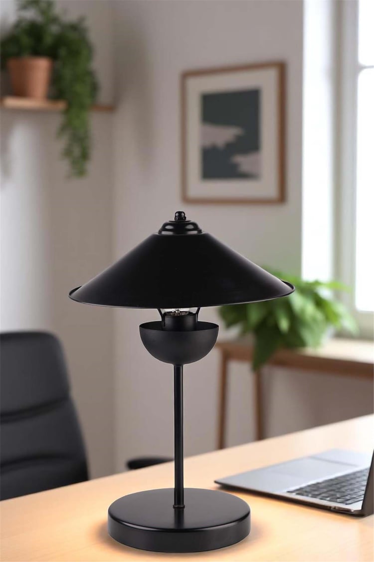 Lumexx Gale Siyah Metal Başlıklı Masa Lambası