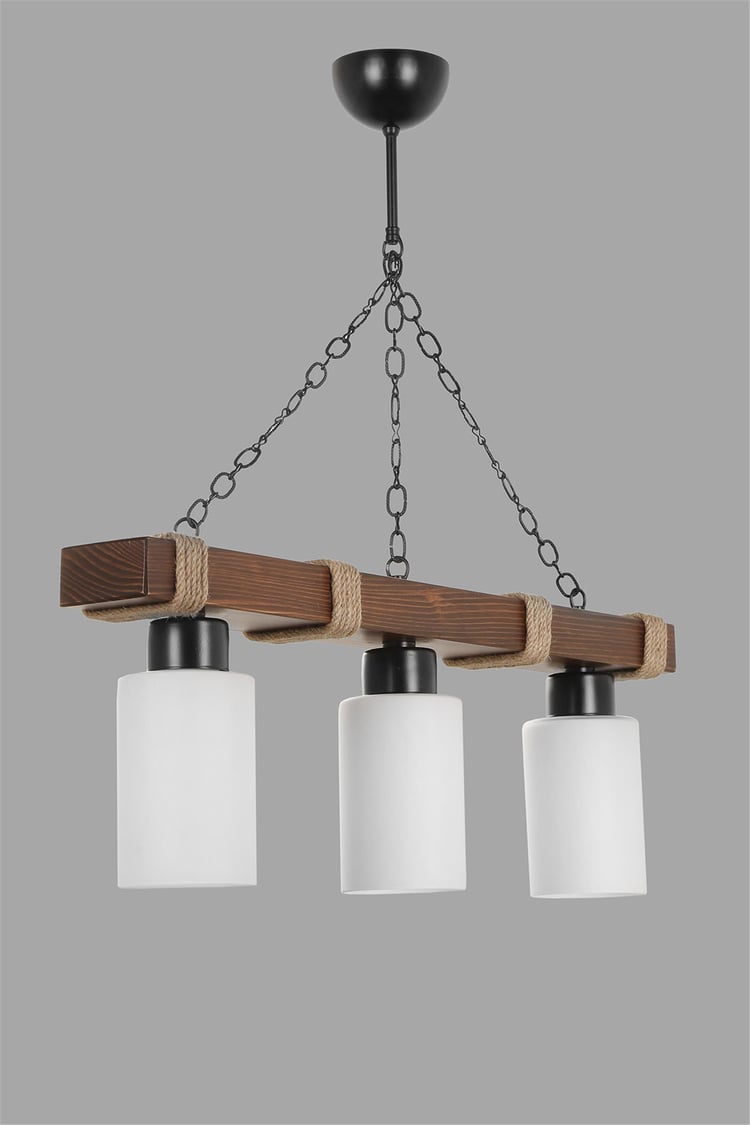 Lumexx Jasmin 3 Lü Ahşap Ceviz Silindir Opal Camlı