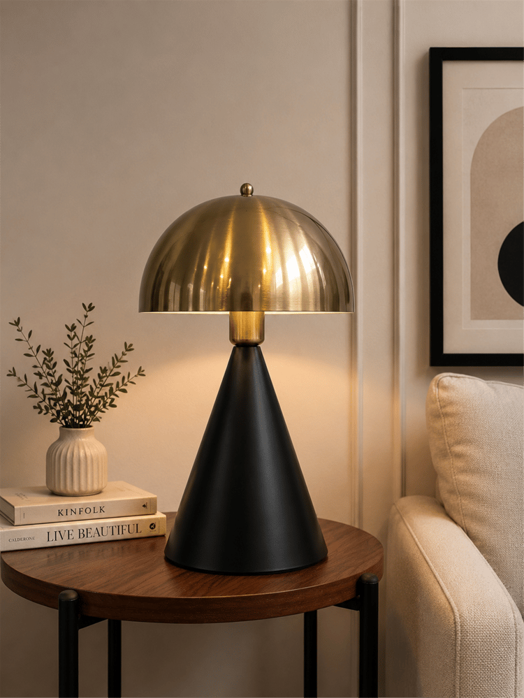 Lumexx Mantar Siyah Eskitme Retro Başlıklı Masa Lambası 9094-1