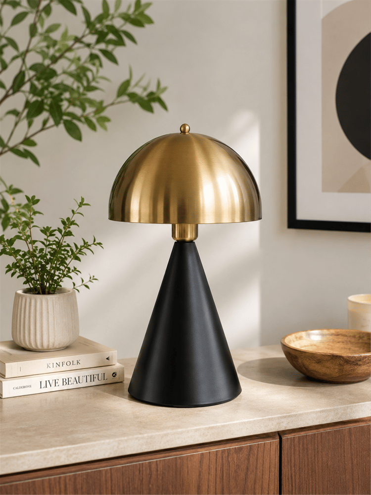 Lumexx Mantar Siyah Eskitme Retro Başlıklı Masa Lambası 9094-1