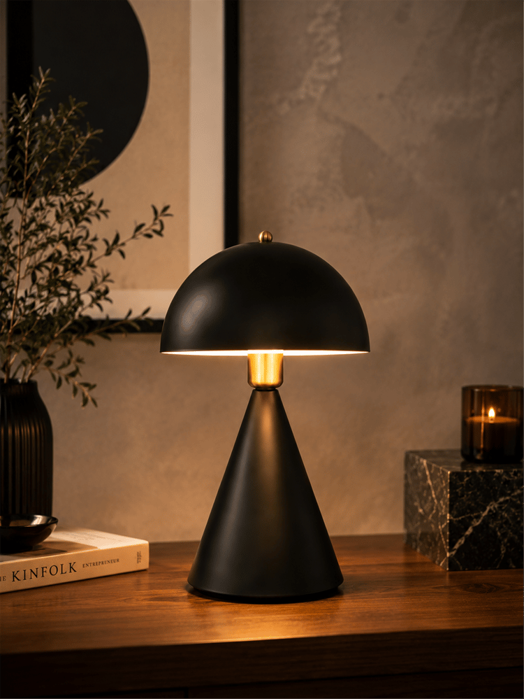 Lumexx Mantar Siyah Retro Başlıklı Masa Lambası 9094-2