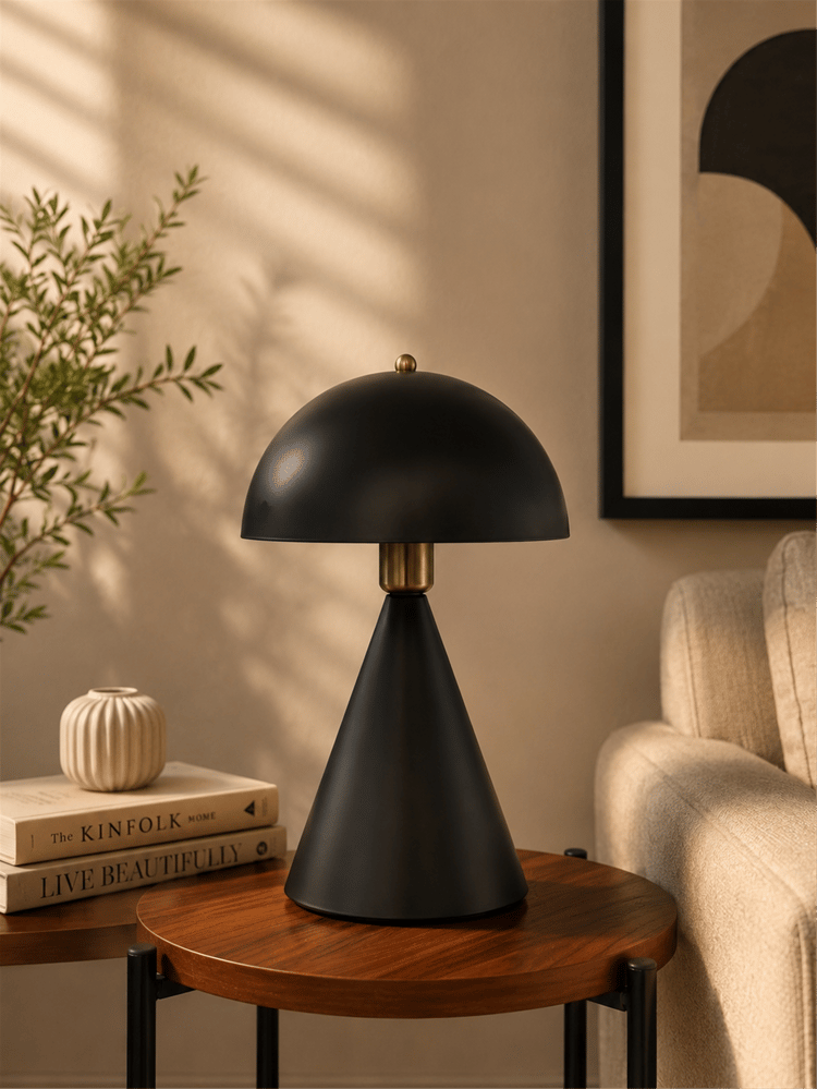 Lumexx Mantar Siyah Retro Başlıklı Masa Lambası 9094-2